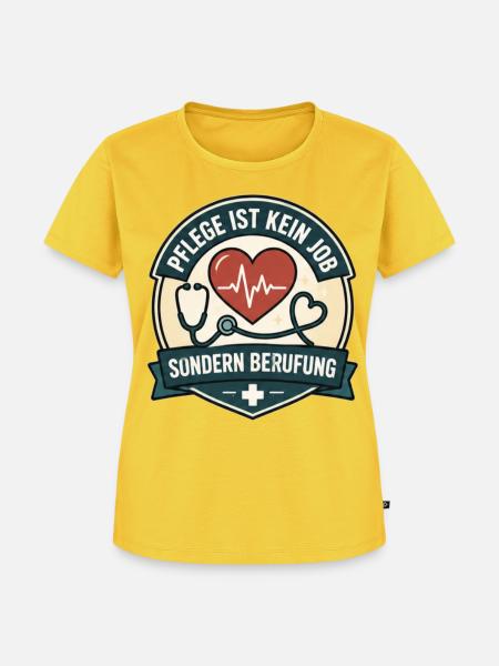 Pflege Berufung Herzstethoskop - Frauen Premium Bio T-Shirt - Sonnengelb