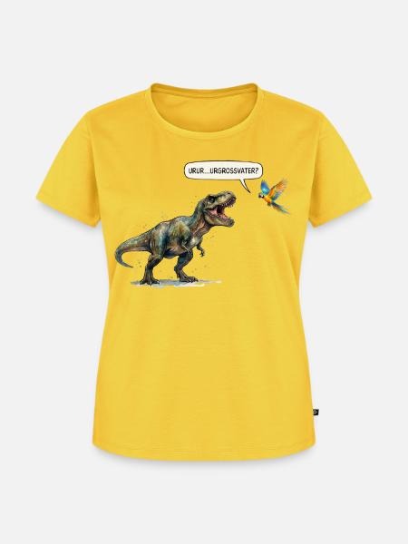 Ururururgrossvater T-Rex und Papagei - Evolution - Frauen Premium Bio T-Shirt - Sonnengelb