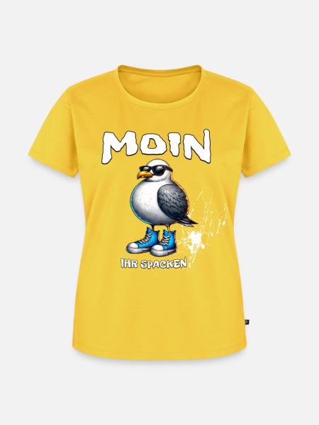 Moin Küstenvogel mit Sneaker Swag - Frauen Premium Bio T-Shirt - Sonnengelb