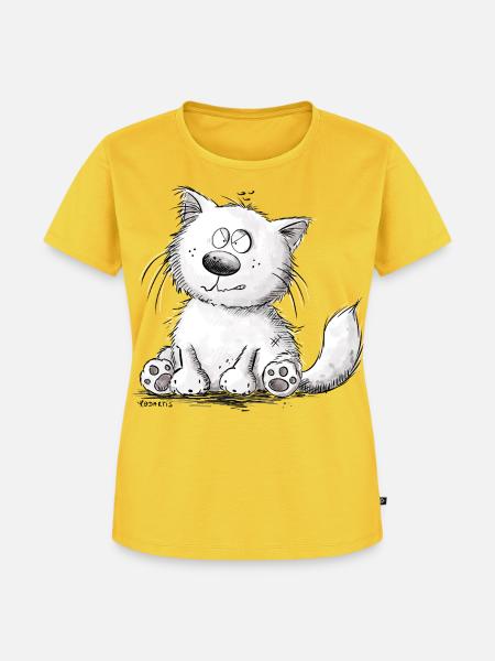 Mürrische Katze mit schlechter Laune - Frauen Premium Bio T-Shirt - Sonnengelb