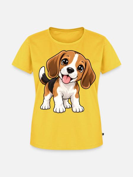 Beagle Kawaii Style – Süßer Spürhund - Frauen Premium Bio T-Shirt - Sonnengelb