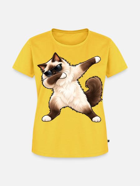 Dabbing Birma-Katze – Lustiger Katzentanz - Frauen Premium Bio T-Shirt - Sonnengelb