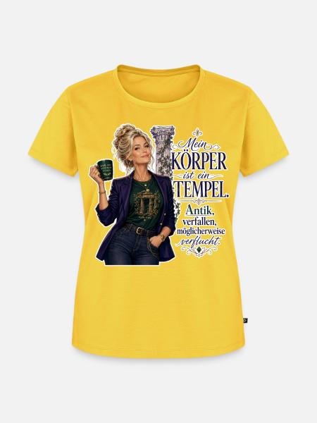 Mein Körper ist ein Tempel - Frauen Premium Bio T-Shirt - Sonnengelb