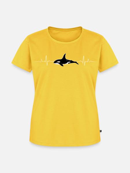 Orca Herzschlag EKG - Frauen Premium Bio T-Shirt - Sonnengelb