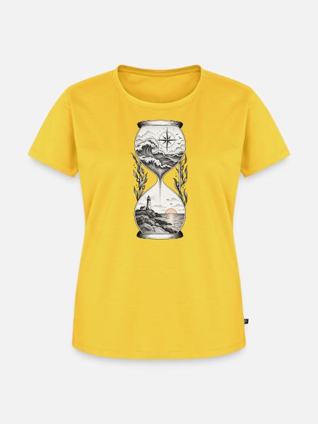 Meeresuhr mit Leuchtturm Kompass - Frauen Premium Bio T-Shirt - Sonnengelb