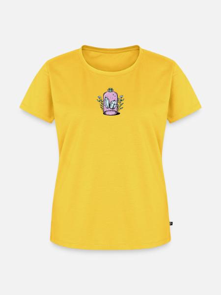Botanische Flieder-Diamantflasche - Frauen Premium Bio T-Shirt - Sonnengelb