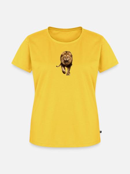 Wuchtiger Löwe im Angriff - Frauen Premium Bio T-Shirt - Sonnengelb