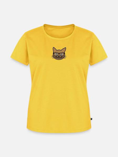 Nerd Kitteh - Frauen Premium Bio T-Shirt - Sonnengelb