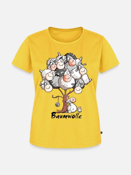 Wolliger Schafbaum - Frauen Premium Bio T-Shirt - Sonnengelb