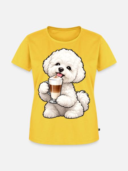 Bichon Frisé mit Latte Macchiato - Frauen Premium Bio T-Shirt - Sonnengelb