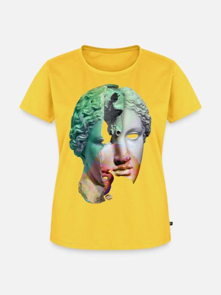 Zerbrochener Gott surreale Collage - Frauen Premium Bio T-Shirt - Sonnengelb