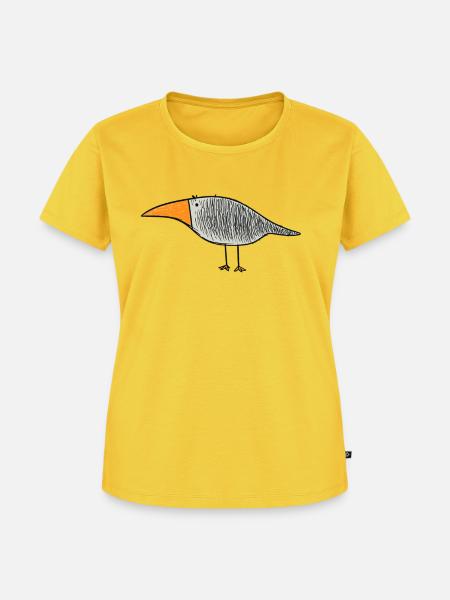 Vogel mit orangem Schnabel - Frauen Premium Bio T-Shirt - Sonnengelb