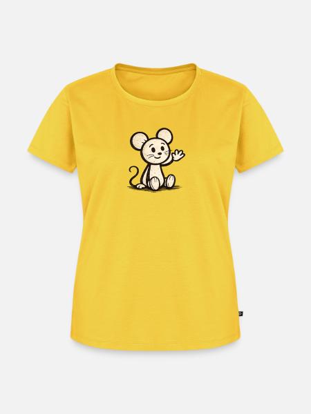 Kuschelige Maus winkt - Frauen Premium Bio T-Shirt - Sonnengelb
