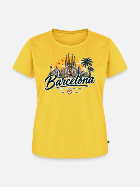 Barcelona – Ciutat, Cultura & Vida - Frauen Premium Bio T-Shirt - Sonnengelb