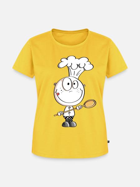 Koch Strichmännchen Comic - Frauen Premium Bio T-Shirt - Sonnengelb