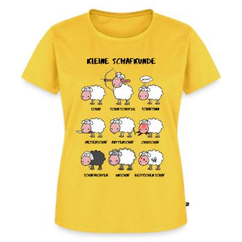 Kleine Schafkunde - Frauen Premium Bio T-Shirt - Sonnengelb - Vorne - AI Model Female 172 dark (172cm)
