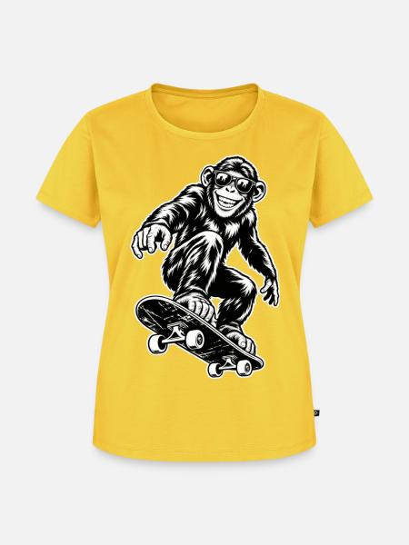 Skater Ape - Frauen Premium Bio T-Shirt - Sonnengelb