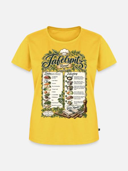 Tafelspitz Rezept – Tradition die schmeckt - Frauen Premium Bio T-Shirt - Sonnengelb