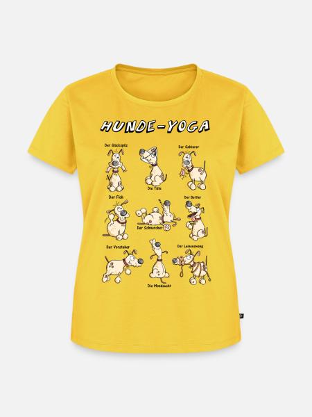 Hunde Yoga - Frauen Premium Bio T-Shirt - Sonnengelb