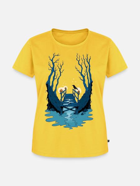 Gruselbrücke im Wald - Frauen Premium Bio T-Shirt - Sonnengelb