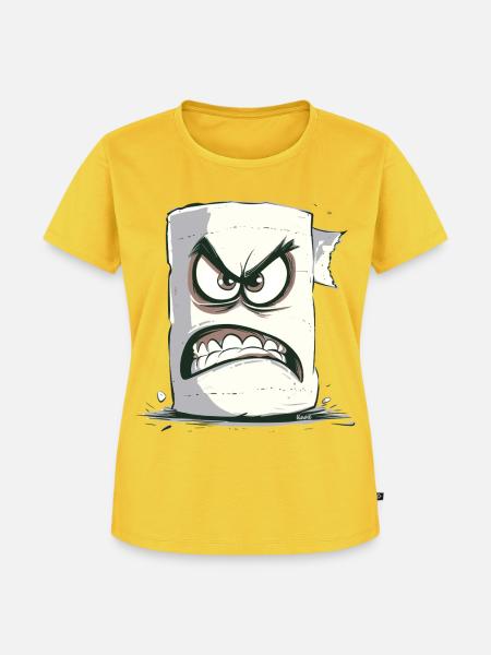 Wütendes Klopapier mit Gesicht - Frauen Premium Bio T-Shirt - Sonnengelb