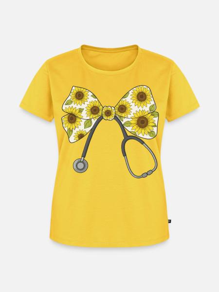Krankenschwester, Stethoskop, Schleife - Frauen Premium Bio T-Shirt - Sonnengelb