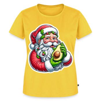 Avocado Santa Festfreude - Frauen Premium Bio T-Shirt - Sonnengelb - Vorne - AI Model Female 172 dark (172cm)