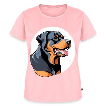 Rottweiler Farbblock Portrait - Frauen Premium Bio T-Shirt - Rosa - Vorne - AI Model Female 172 dark (172cm)
