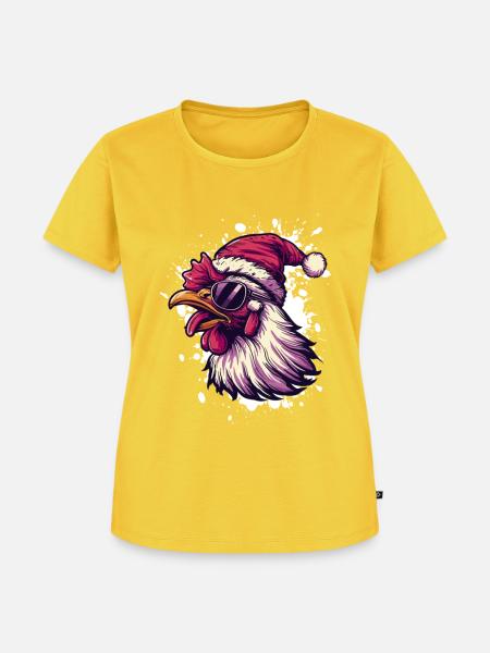 Hahn Weihnachten Lustig - Frauen Premium Bio T-Shirt - Sonnengelb