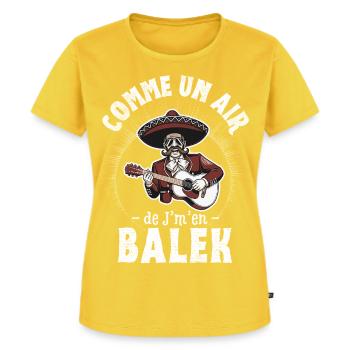 Comme un air de Balek - Idée cadeau humour - T-shirt Premium bio Femme - jaune soleil - Devant - AI Model Female 172 dark (172cm)