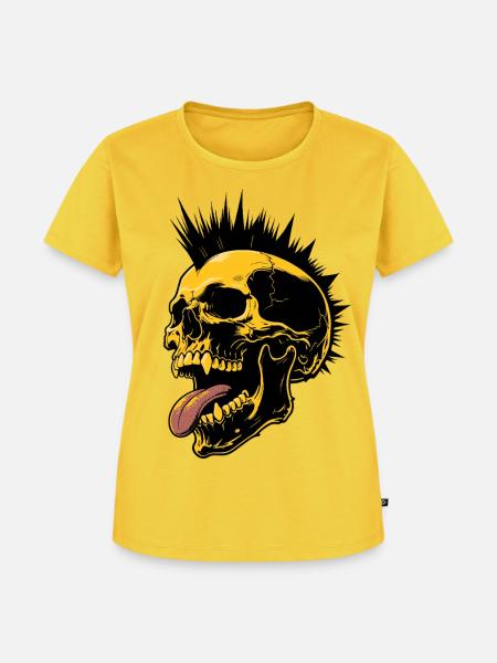 Skull Mohawk Punk Rocker Totenkopf - Frauen Premium Bio T-Shirt - Sonnengelb