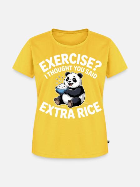 Panda mit Reis-Witz - Frauen Premium Bio T-Shirt - Sonnengelb