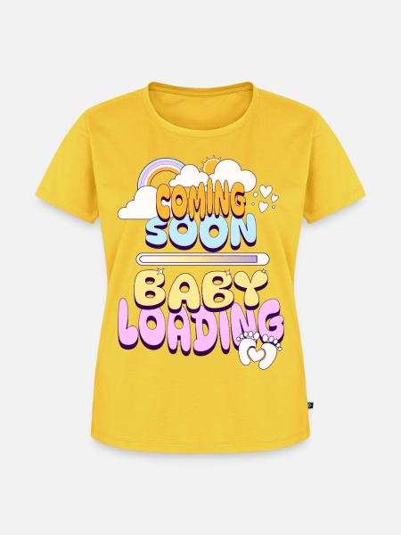 Bald Baby lädt - Frauen Premium Bio T-Shirt - Sonnengelb