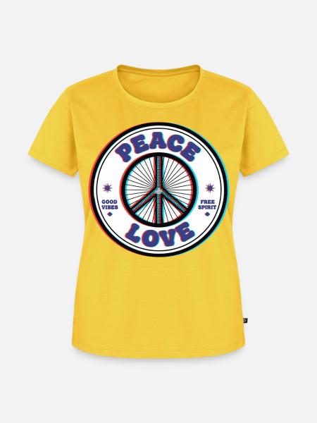 Hippie-Psychedelisches Peace-Sign Friedensliebe - Frauen Premium Bio T-Shirt - Sonnengelb