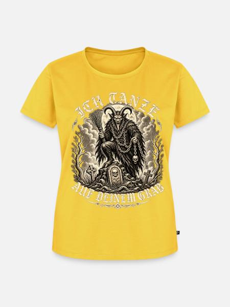 Teufelsbock mit Sense - Frauen Premium Bio T-Shirt - Sonnengelb