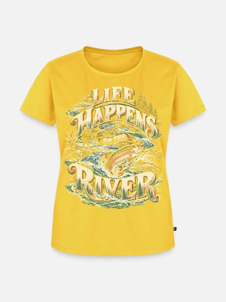 Fliegenfischen Fliegenangler - Frauen Premium Bio T-Shirt - Sonnengelb