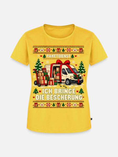 Paketdienst - Ich bringe die Bescherung - Frauen Premium Bio T-Shirt - Sonnengelb