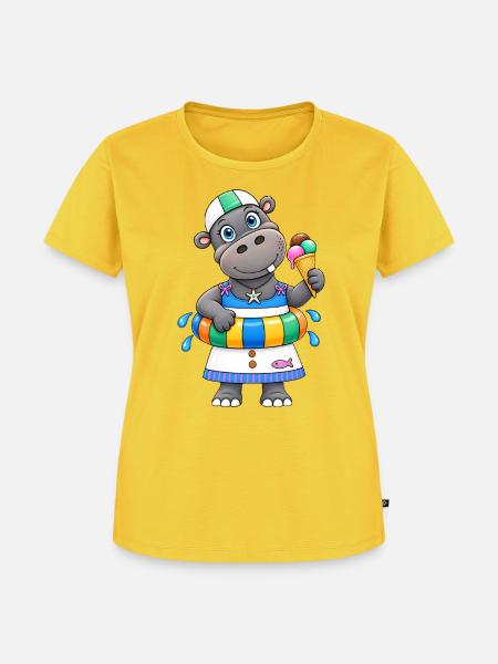Nilpferd Sommer Lustiges Hippo - Frauen Premium Bio T-Shirt - Sonnengelb