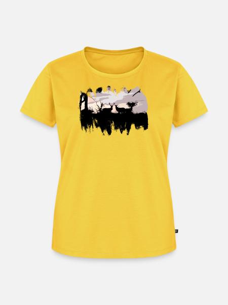 Hirschartigen im Ansatz - Frauen Premium Bio T-Shirt - Sonnengelb
