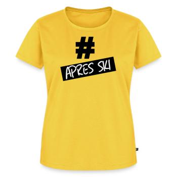 hastag apres ski - Frauen Premium Bio T-Shirt - Sonnengelb - Vorne - AI Model Female 172 dark (172cm)