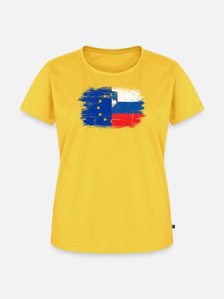 Fusion der EU-Slowenien-Flagge - Frauen Premium Bio T-Shirt - Sonnengelb