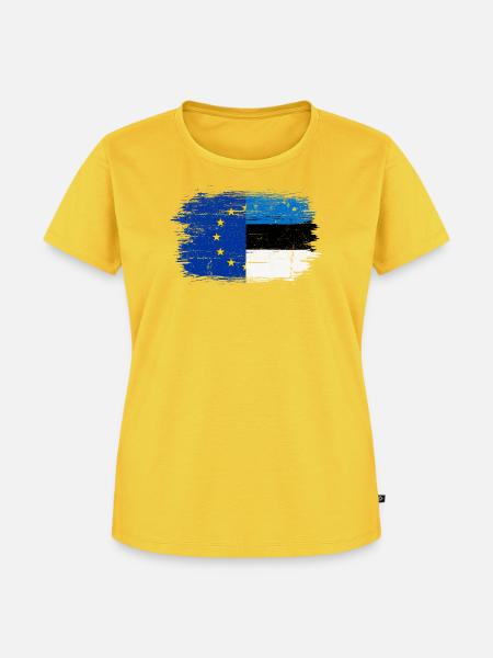 Fusion der EU-deutschen Flagge - Frauen Premium Bio T-Shirt - Sonnengelb