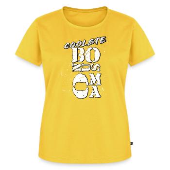 Stiefoma Bonusoma Oma - Frauen Premium Bio T-Shirt - Sonnengelb - Vorne - AI Model Female 172 dark (172cm)
