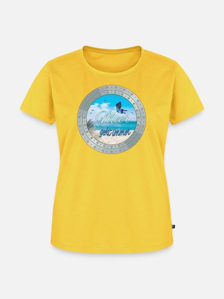 Meer geht immer – Strandlook - Frauen Premium Bio T-Shirt - Sonnengelb