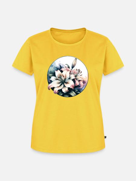 Lilien gezeichnet - Frauen Premium Bio T-Shirt - Sonnengelb
