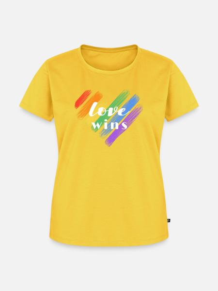 Liebe gewinnt – Regenbogenfarben - Frauen Premium Bio T-Shirt - Sonnengelb