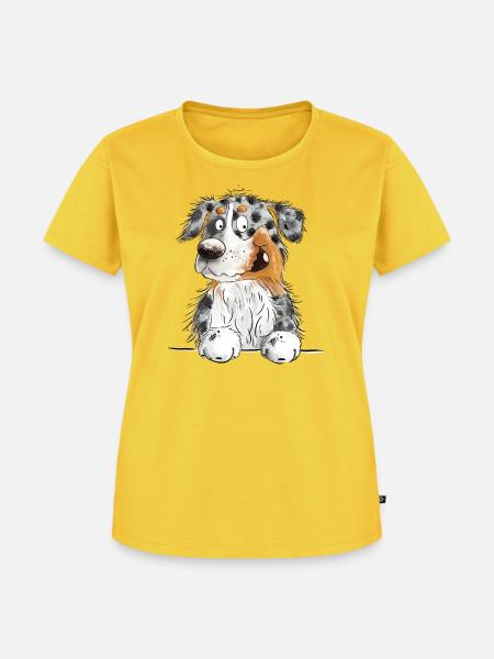 Funny Australian Shepherd Blue Merle - Frauen Premium Bio T-Shirt - Sonnengelb