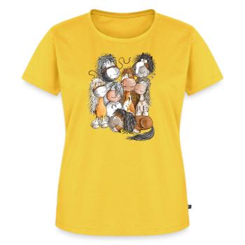 Pferdehaufen Pferde Team Herde Pferd - Frauen Premium Bio T-Shirt - Sonnengelb - Vorne - AI Model Female 172 dark (172cm)