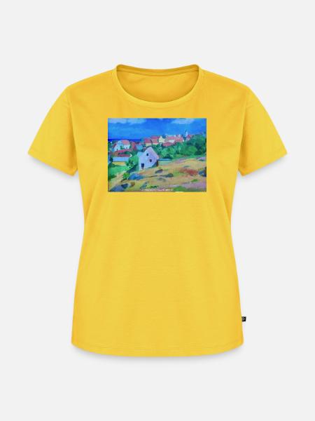 Gudhjem, Bornholm - Frauen Premium Bio T-Shirt - Sonnengelb