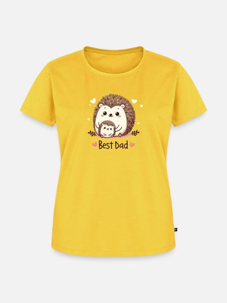 Bester Papa Igel - Frauen Premium Bio T-Shirt - Sonnengelb